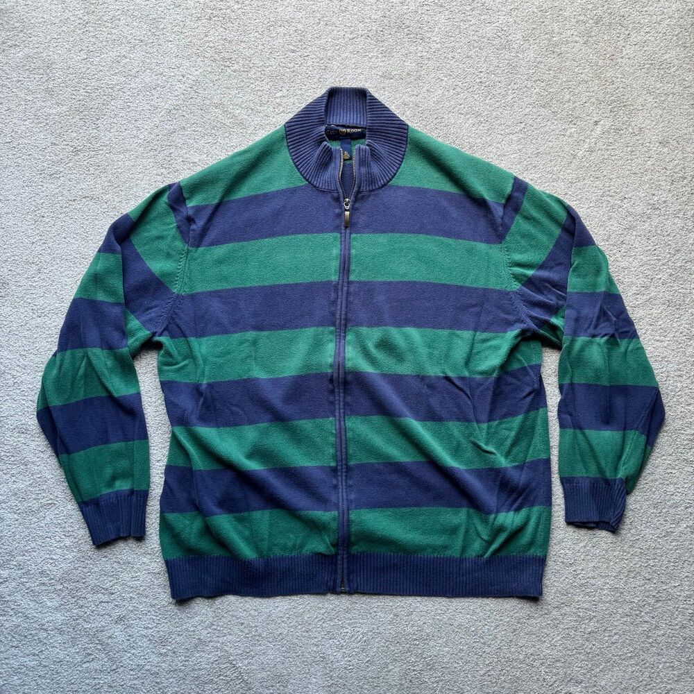 Vintage Club Room Striped Full Zip Sweater